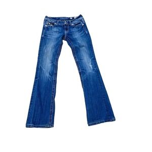 Vtg‎ Y2K Miss Me Low Rise Boot Cut Embellished Pocket Jean Women 27 Blue